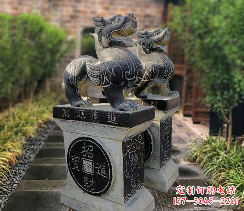 漳州貔貅石雕小区看门雕塑