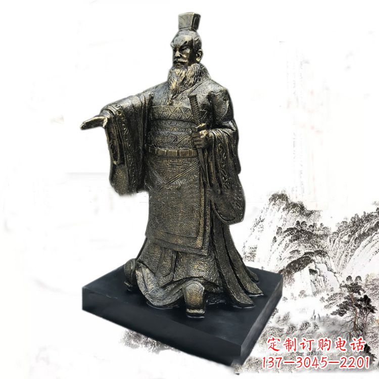 漳州精美秦始皇玻璃钢仿铜雕塑