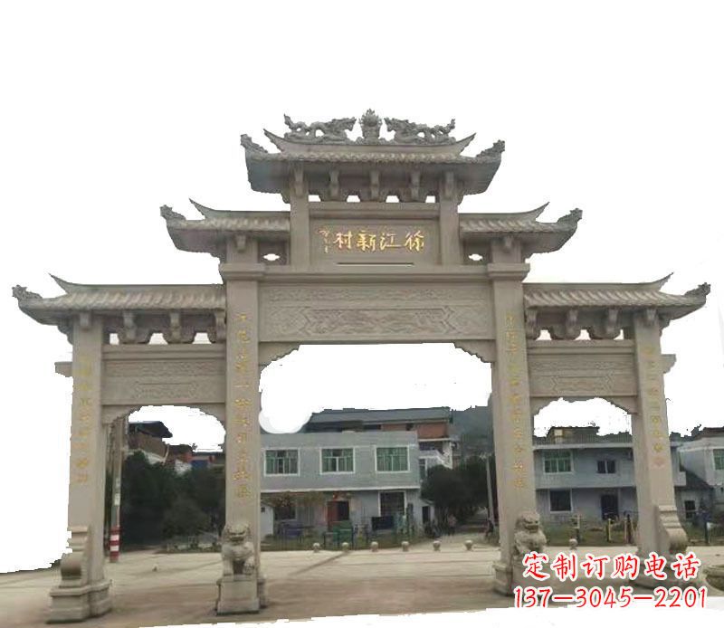 漳州三门牌坊仿古石雕,雕刻精美传承传统