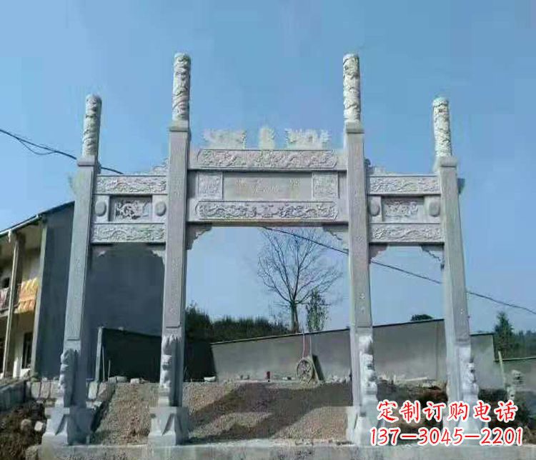 漳州三门仿古牌坊石雕,精致雕刻典雅之美