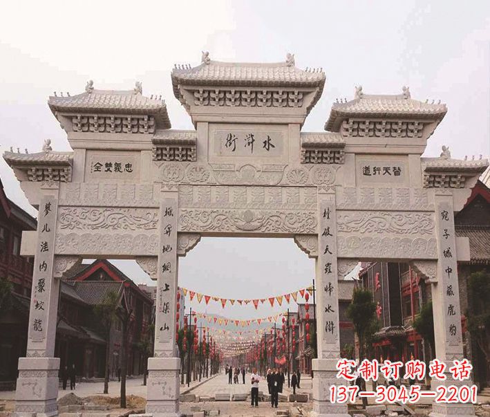 漳州三门牌坊石雕-专业彰显气派