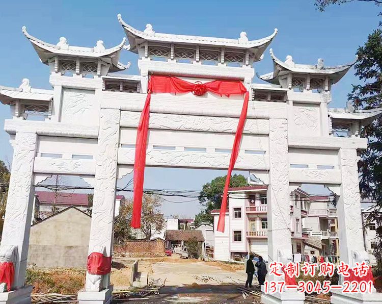 漳州三门三楼石雕牌坊：专业定制牌坊雕塑