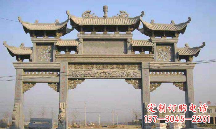 漳州特色街角石雕牌坊精致典雅的装点