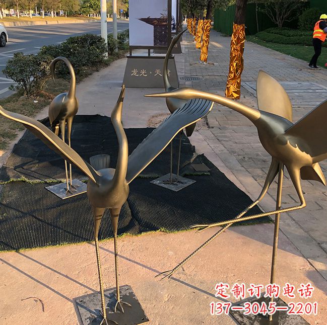 漳州上海不锈钢动物鹤雕塑，精美绝伦