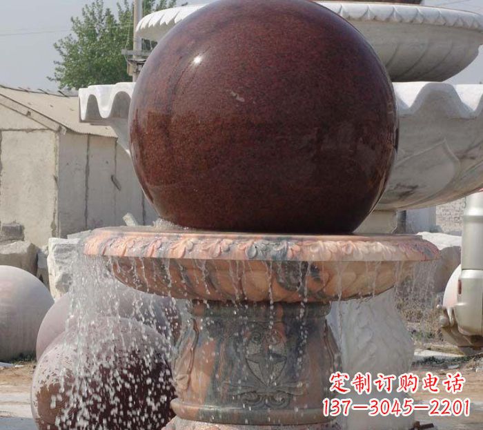 漳州石来运转小型风水球喷泉石雕