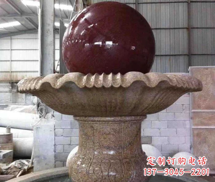 漳州石来运转小型风水球喷泉石雕 (2)