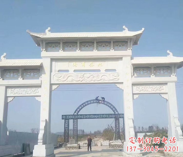 漳州石牌坊三门牌坊石雕 (4)