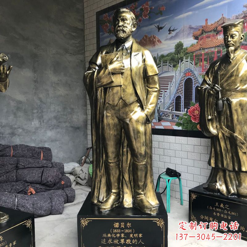 漳州世界名人瑞典著名化学家诺贝尔仿铜雕像