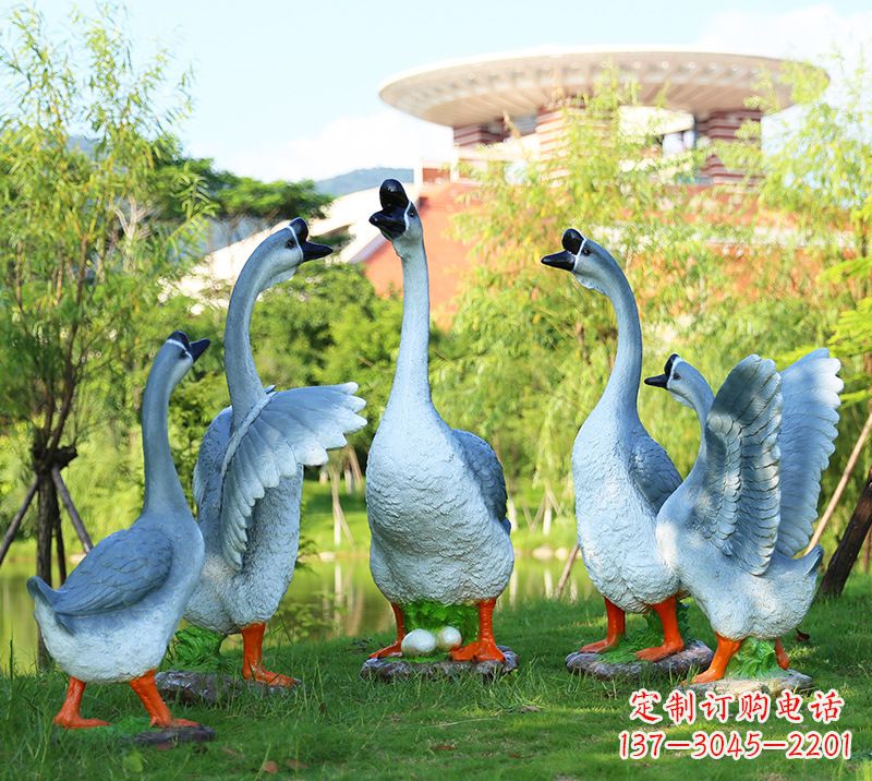 漳州树脂工艺品玻璃钢雕塑商场美陈户外园林景观装饰品仿真动物鹅摆件