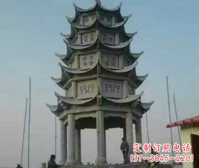 漳州双层大理石凉亭石雕 (2)