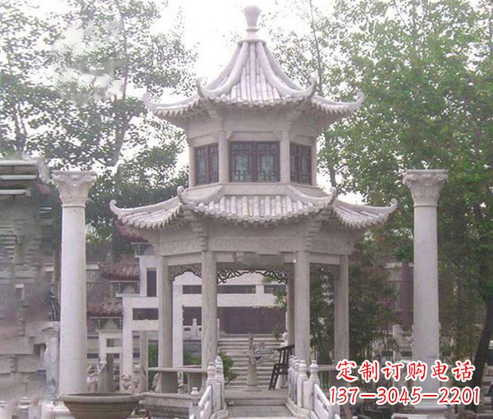 漳州双层仿古凉亭石雕 (3)