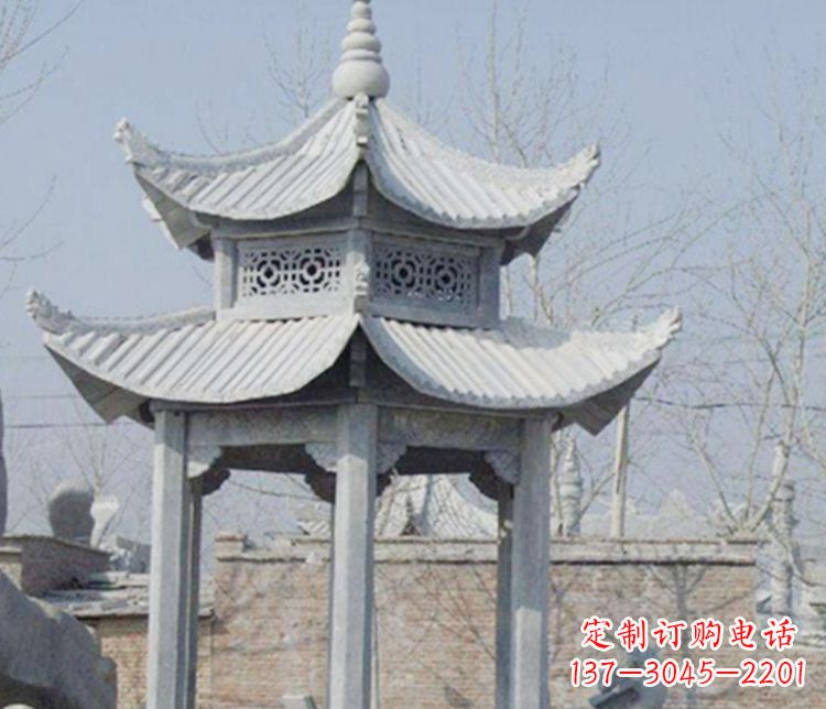 漳州双层仿古六角凉亭石雕