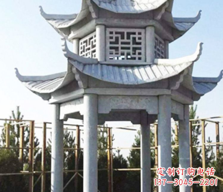 漳州双层仿古石凉亭石雕_2