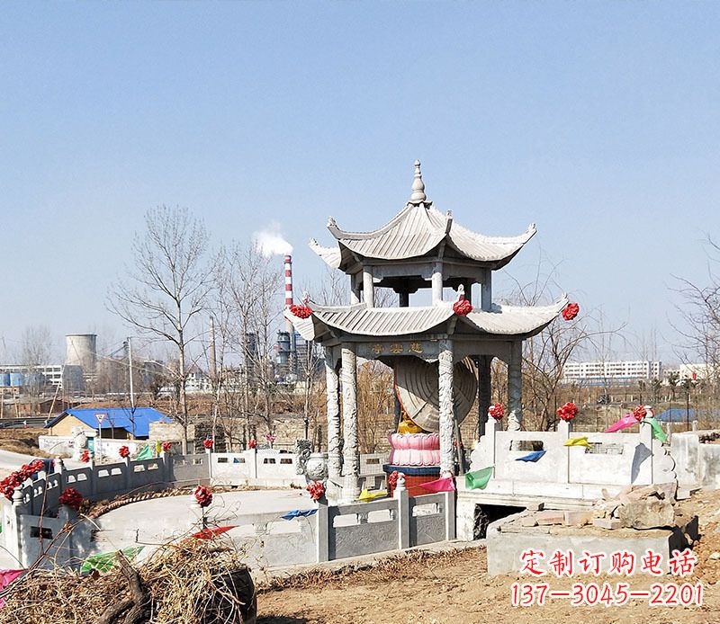 漳州双层石凉亭石雕 (2)