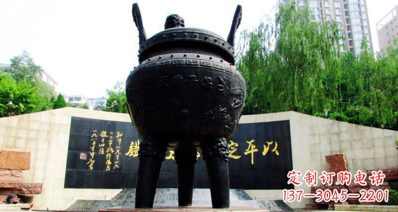 漳州双龙戏珠广场香炉铜雕景观雕塑