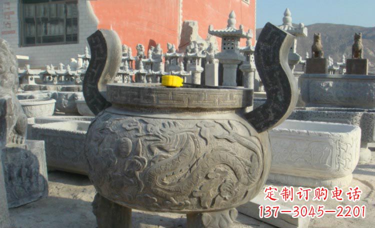 漳州双龙戏珠浮雕香炉铜雕