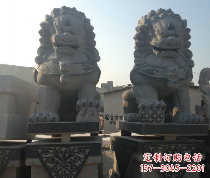 漳州寺庙景观仿古石狮子 (2)
