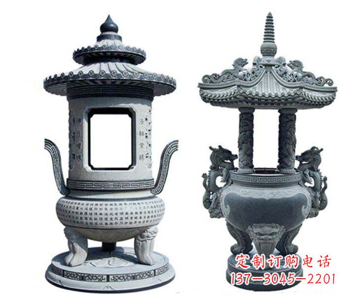 漳州寺庙景观仿古香炉石雕