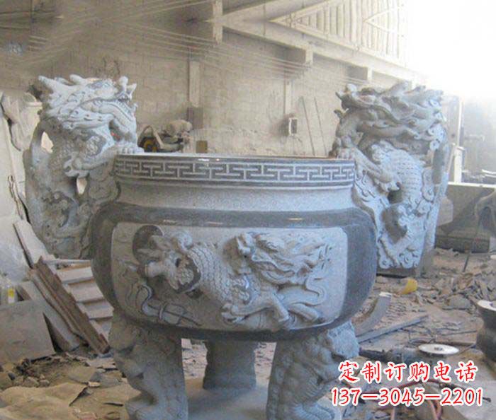 漳州寺庙景观龙头水缸石雕