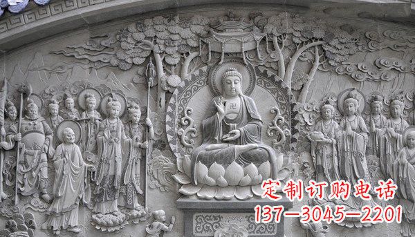 漳州寺庙墙壁石浮雕佛像