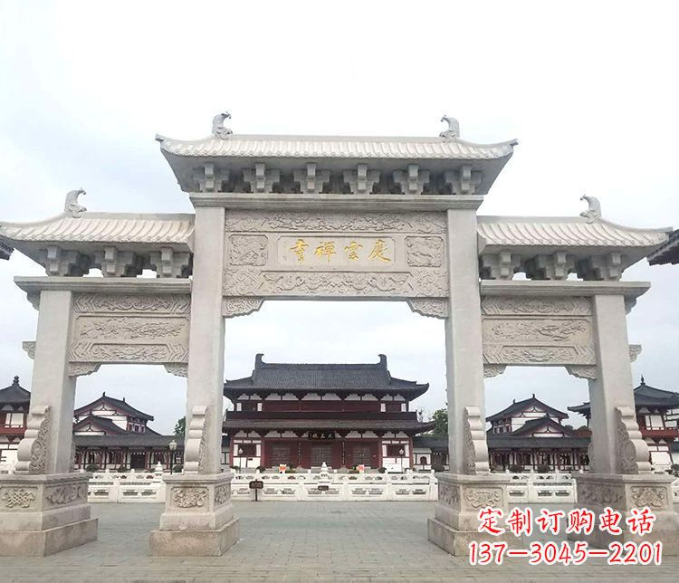 漳州寺庙三门牌坊石雕