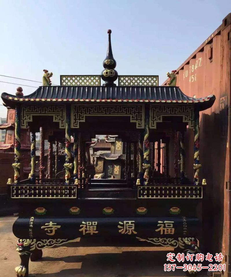 漳州寺庙香炉铜雕 (2)