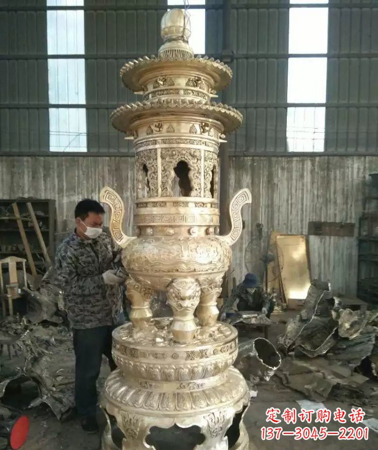 漳州寺庙香炉铜雕 (5)