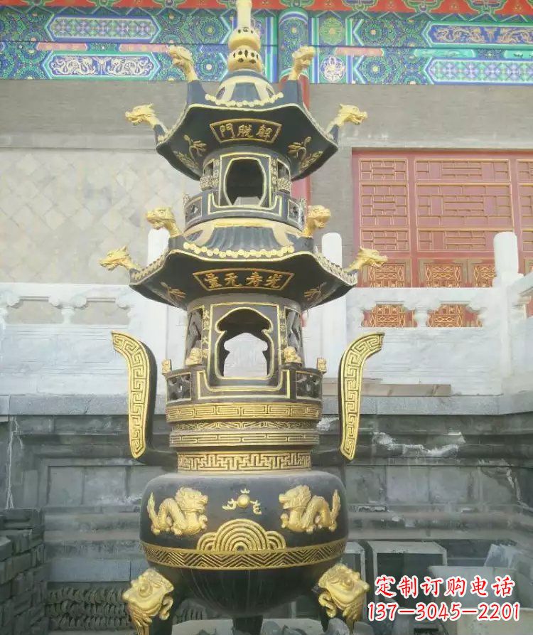 漳州寺庙香炉铜雕_1