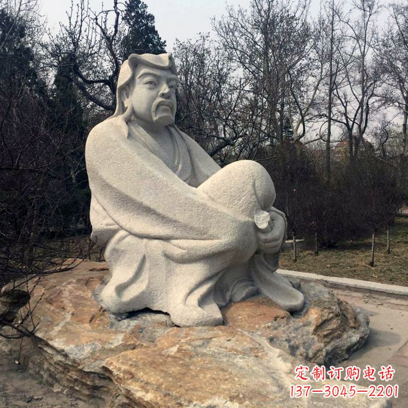 漳州田园诗派鼻祖陶渊明公园园林石雕坐像