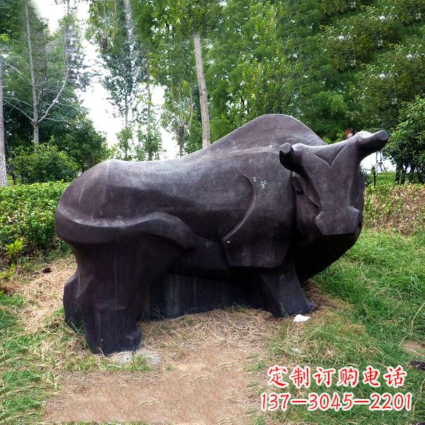 漳州铜雕抽象牛-公园草坪水牛雕塑