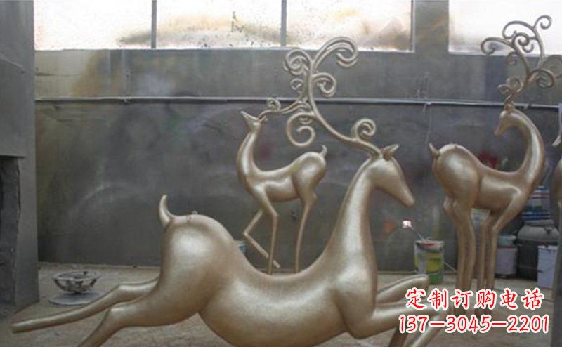 漳州铜雕抽象树枝梅花鹿雕塑