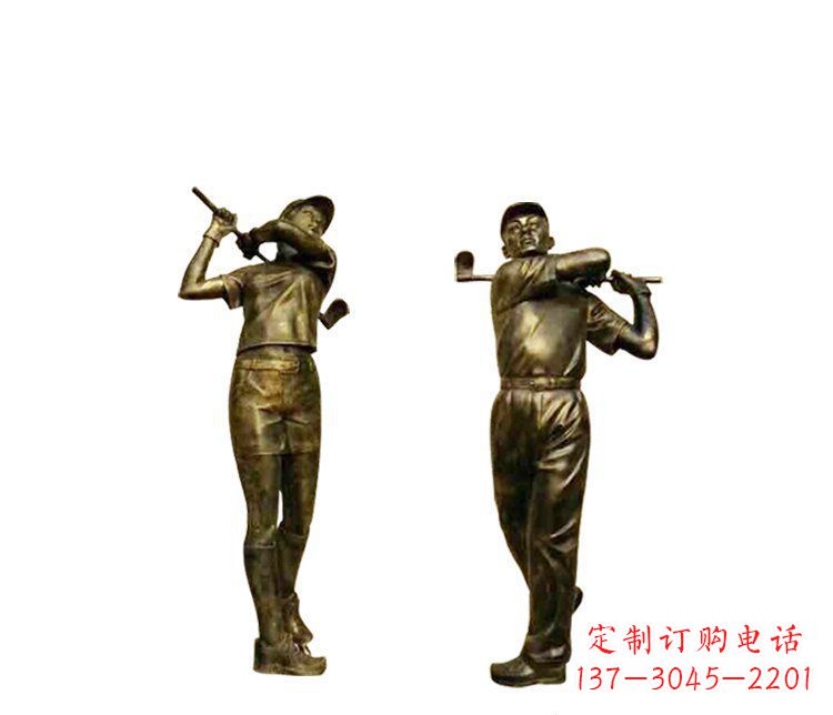 漳州铜雕打高尔夫球人物雕塑