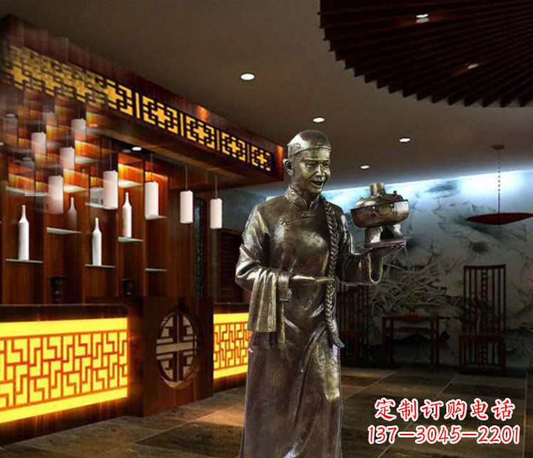 漳州铜雕店小二小品人物雕塑