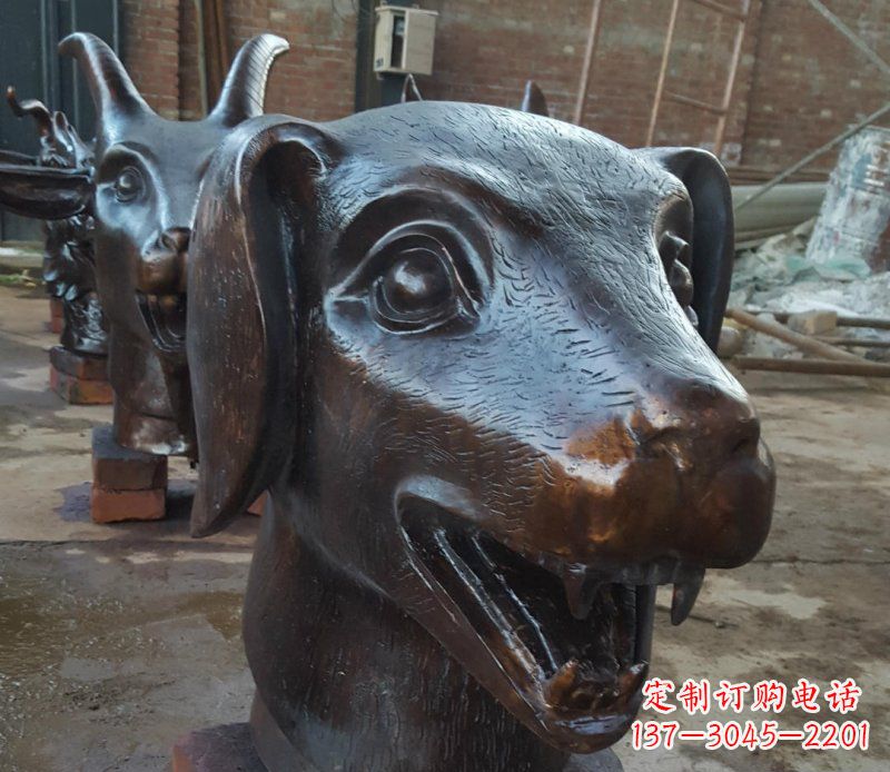 漳州铜雕广场生肖动物头像装饰摆件