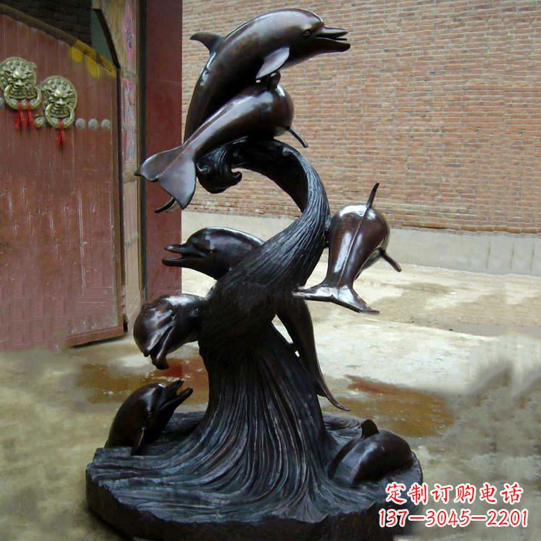 漳州铜雕海豚景观雕塑