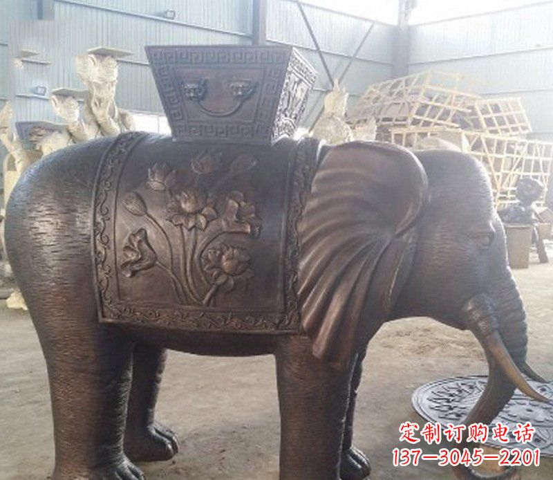 漳州铜雕吉祥大象园林动物摆件