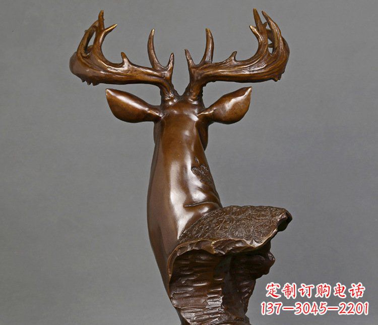 漳州铜雕吉祥招财鹿头雕塑摆件
