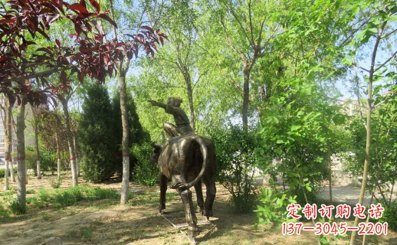 漳州铜雕牧童骑牛雕塑