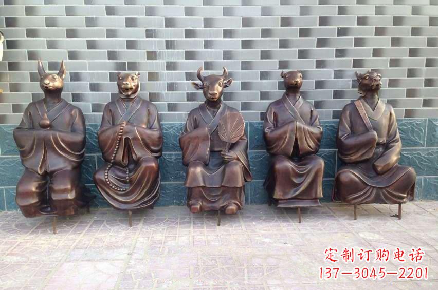 漳州铜雕兽首人身十二生肖雕塑