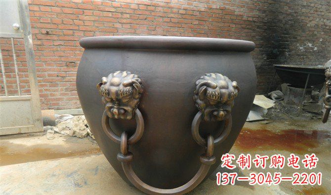 漳州铜雕水缸寺庙景观雕塑_2