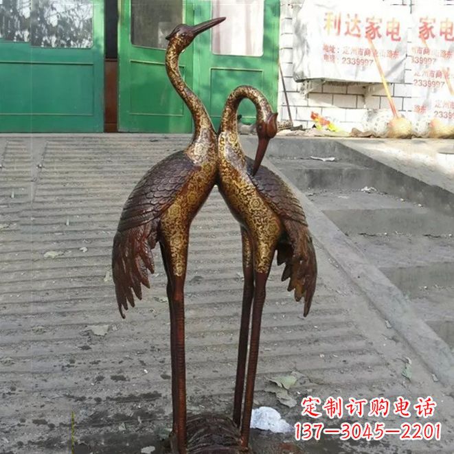 漳州铜雕仙鹤夫妻