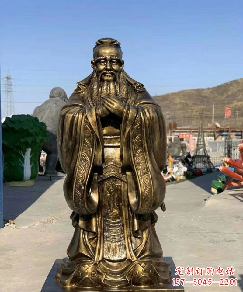 漳州铜雕学校孔子人物雕塑