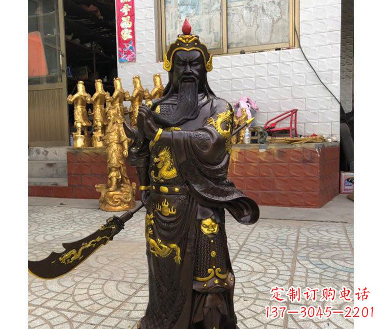 漳州铜雕镇宅关公寺庙神像雕塑摆件 (2)
