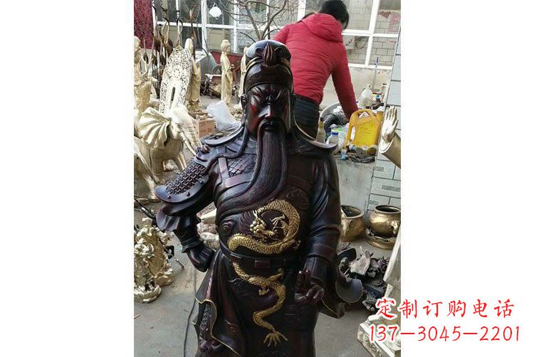 漳州铜雕镇宅关公寺庙神像雕塑摆件 (4)
