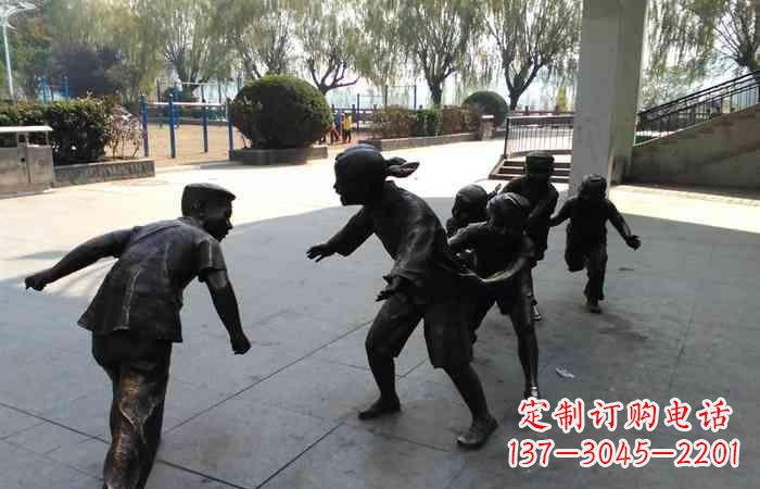 漳州玩老鹰捉小鸡的儿童铜雕222