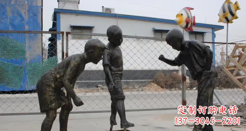 漳州玩陀螺人物铜雕