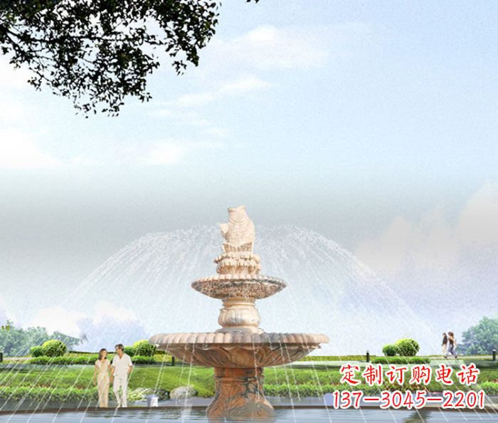 漳州晚霞红多层大型石雕喷泉 (4)