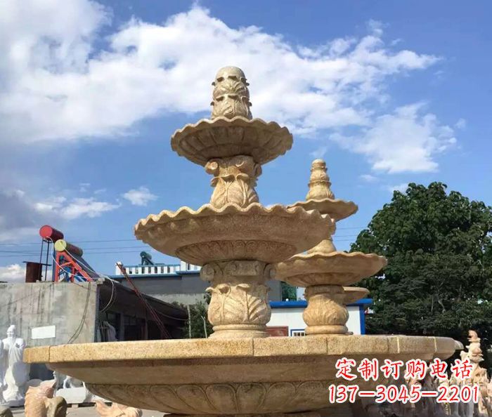漳州晚霞红多层喷泉石雕