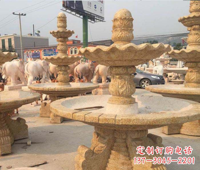 漳州晚霞红多层大型石雕喷泉