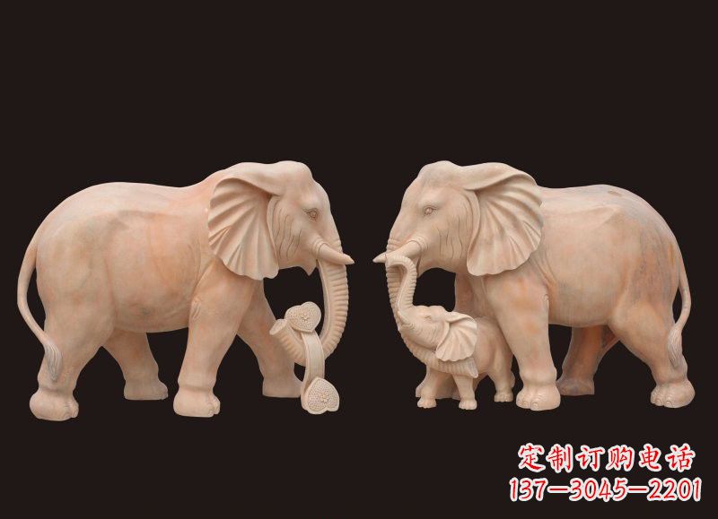 漳州晚霞红母子大象雕塑